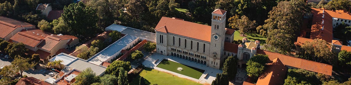 UWA Winthrop Hall aerial shot