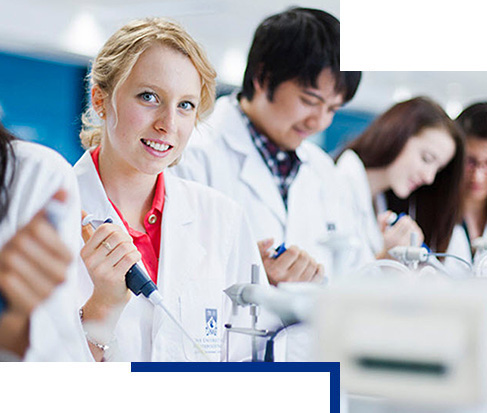 Student with pipet